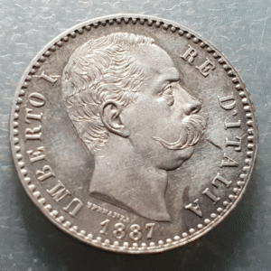 ITALIA REINO UMBERTO I 2 LIRE 1887 EBC+ MUY BONITA