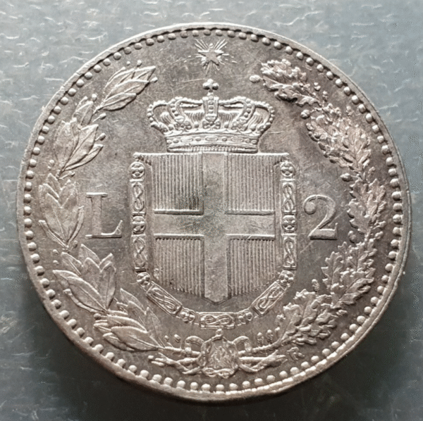 ITALIA REINO UMBERTO I 2 LIRE 1887 EBC+ MUY BONITA - Imagen 2
