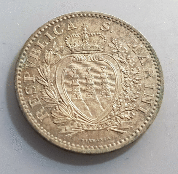 SAN MARINO 1 LIRA 1898 EBC+/SC- - Imagen 2