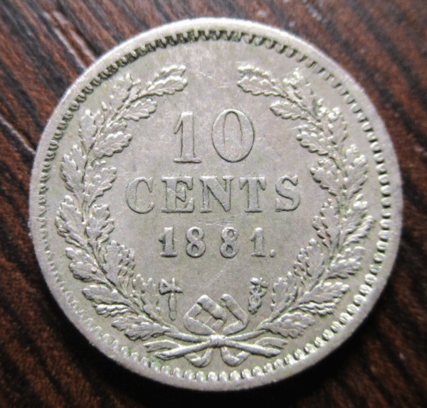 PAISES BAJOS - HOLANDA - NETHERLANDS 10 CENTS 1881 MBC+ - Imagen 2
