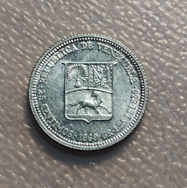 VENEZUELA 25 CENTIMOS 1960 SC UNC - Imagen 2