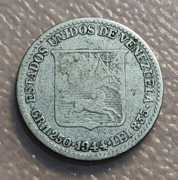 VENEZUELA 25 CENTIMOS 1944 - Imagen 2
