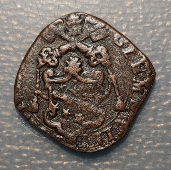 ESTADOS PAPALES PONTIFICIO VATICANO CLEMENTE VIII QUATTRINO 1600 A.SANTO - Imagen 2