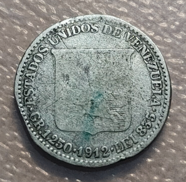 VENEZUELA 25 CENTIMOS 1912 - Imagen 2