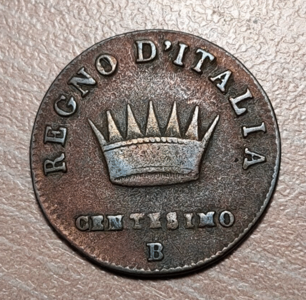 ITALIA REINO DE NAPOLEON BONAPARTE 1 CENTESIMO 1809 B BOLONIA BOLOGNA - Imagen 2