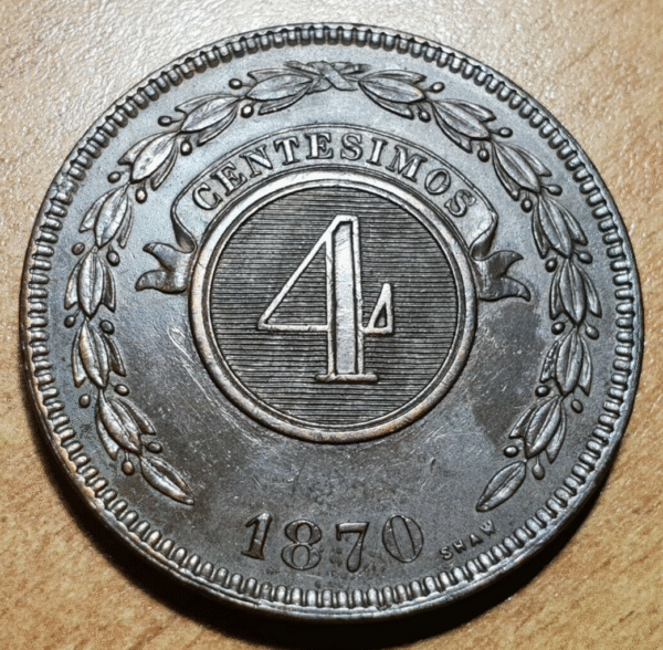 PARAGUAY 4 CENTESIMOS 1870 EBC+ - Imagen 2