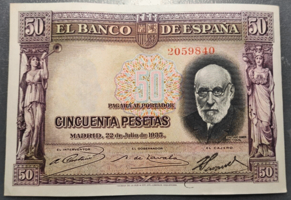 ESPAÑA 50 PESETAS 1935 RAMON Y CAJAL EBC+