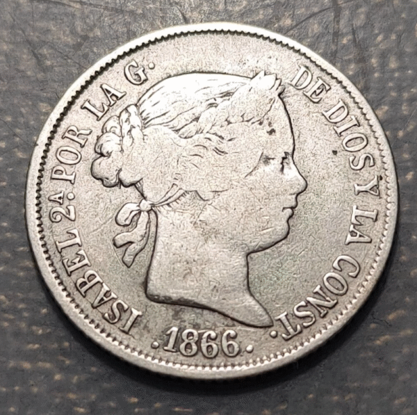ISABEL II MADRID 40 CENTIMOS DE ESCUDO 1866