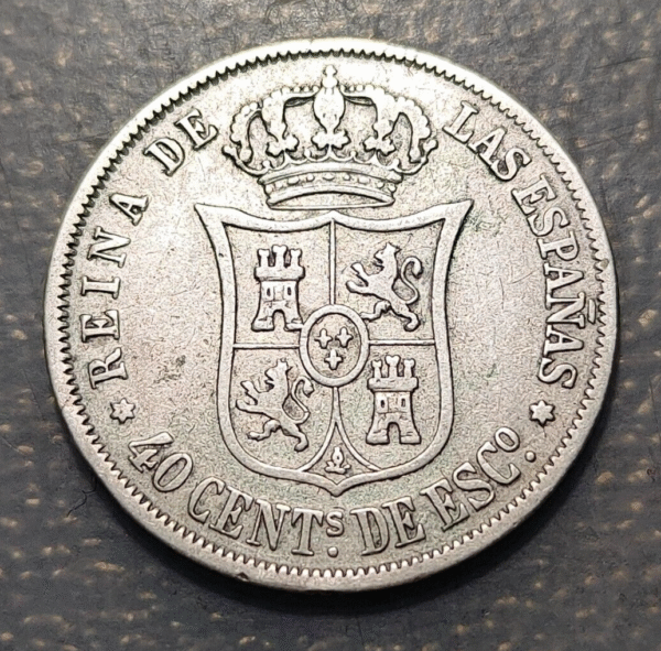 ISABEL II MADRID 40 CENTIMOS DE ESCUDO 1866 - Imagen 2