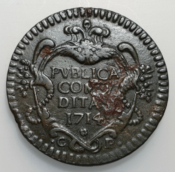 SICILIA PALERMO VITTORIO AMEDEO II SAVOIA SABOYA 1 GRANO 1714 CP MBC+ OXIDACION - Imagen 2