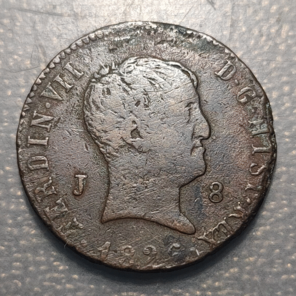 ESPAÑA JUBIA FERNANDO VII 8 MARAVEDIS 1826 CECA EN ANVERSO