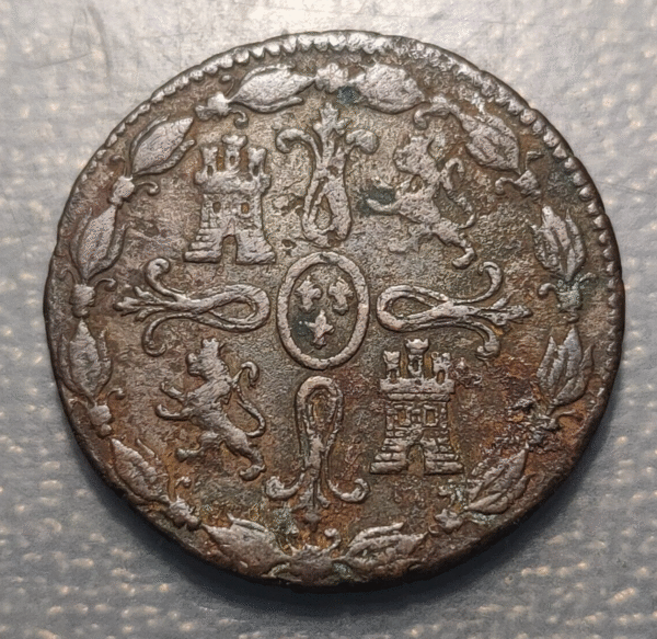 ESPAÑA JUBIA FERNANDO VII 8 MARAVEDIS 1826 CECA EN ANVERSO - Imagen 2