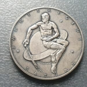 ALEMANIA MEDALLA CALENDARIO DOMINGOS 1958 SONNTAGE ZODIACO SATURNO 40 mm PLATA