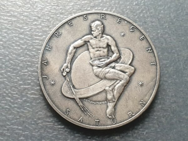 ALEMANIA MEDALLA CALENDARIO DOMINGOS 1958 SONNTAGE ZODIACO SATURNO 40 mm PLATA