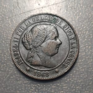 ESPAÑA BARCELONA ISABEL II 5 CENTIMOS DE ESCUDO 1868