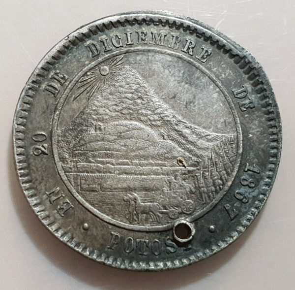 BOLIVIA MEDALLA PROCLAMACION GENERAL MELGAREJO 1867 TAMAÑO 1/2 MELGAREJO AGUJERO - Imagen 2