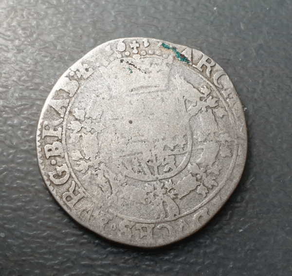 IMPERIO ESPAÑOL PAISES BAJOS BRUSELAS ALBERTO & ISABEL 1/2 PATAGON 1617 13,58 g