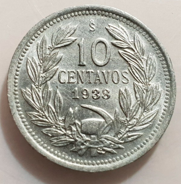 CHILE 10 CENTAVOS 1938 SC UNC - Imagen 2