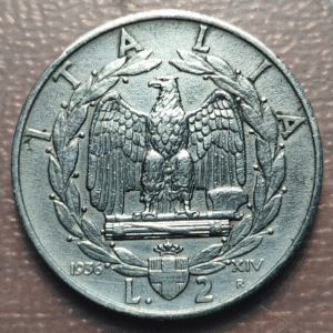 ITALIA REINO VITTORIO EMANUELE III 2 LIRE 2 LIRAS 1936 MBC FECHA RARA