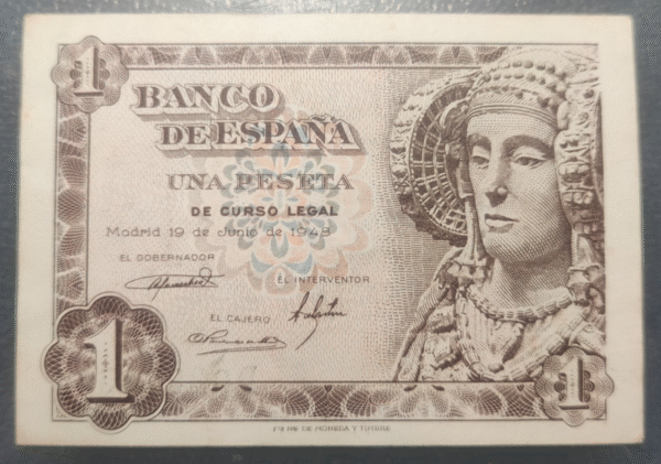 ESPAÑA SPAIN 1 PESETA JUNIO 1948 DAMA DE ELCHE P-135 EBC+