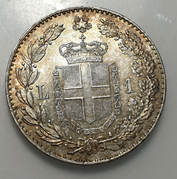 ITALIA REINO UMBERTO I HUMBERTO I 1 LIRA 1887 SC- PATINA BONITA - Imagen 2