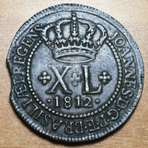 BRASIL PORTUGAL JOAO VI PRINCIPE REGENTE XL - 40 REIS 1812 B MBC+/EBC ESCASA