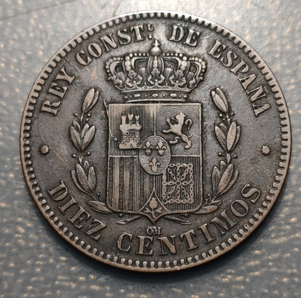 ESPAÑA ALFONSO XII 10 CENTIMOS 1878 MBC - Imagen 2