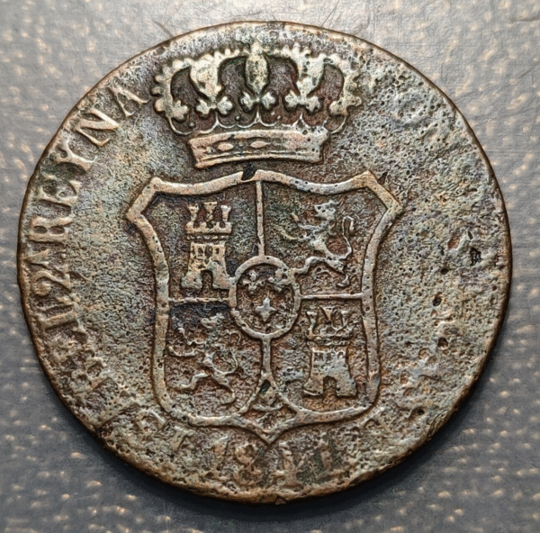 ESPAÑA BARCELONA ISABEL II 6 CUARTOS 1841 - Imagen 2