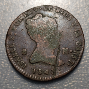ESPAÑA SEGOVIA ISABEL II 8 MARAVEDIS 1843