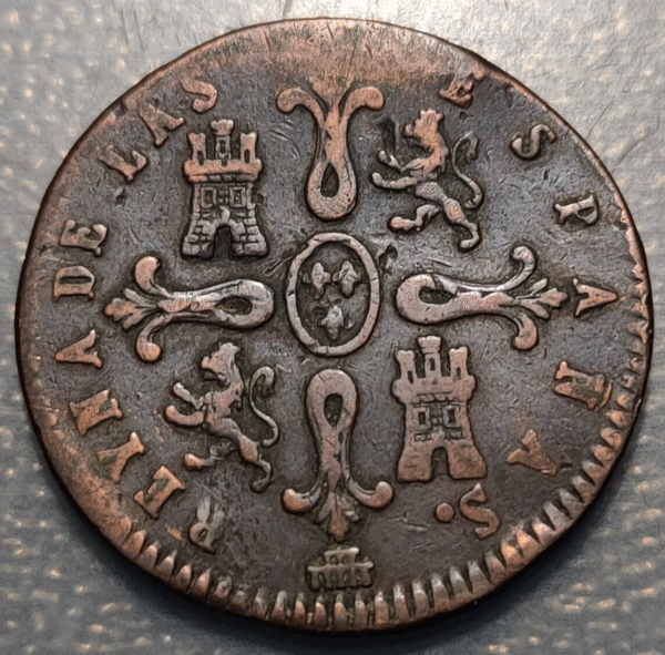 ESPAÑA SEGOVIA ISABEL II 8 MARAVEDIS 1843 - Imagen 2