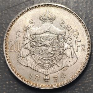 BELGICA BELGIUM 20 FRANCOS 20 FRANCS 1934 DES BELGES SC-