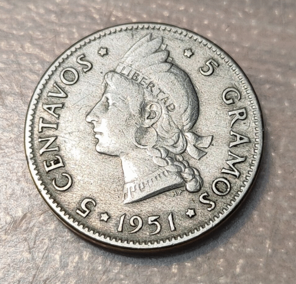 REPUBLICA DOMINICANA 5 CENTAVOS 1951 KM 18 MBC