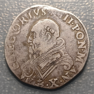 ESTADOS PAPALES GREGORIO XIII (1572-85) TESTONE ANNO X 1582 BUSTO A LA IZDA RARA