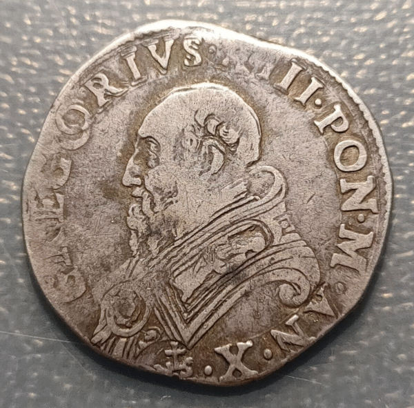 ESTADOS PAPALES GREGORIO XIII (1572-85) TESTONE ANNO X 1582 BUSTO A LA IZDA RARA