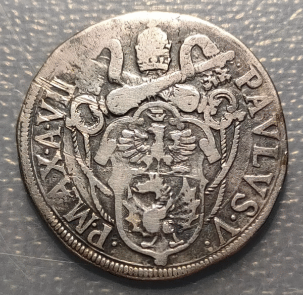 ESTADOS PAPALES ROMA PABLO V (1605-21) TESTONE ANNO VII (1612)