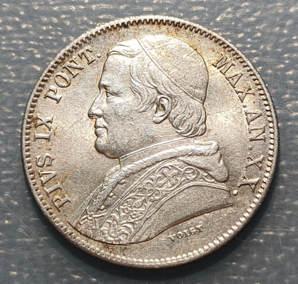 ESTADOS PAPALES VATICANO PIO IX 20 BAIOCCHI 1865 R SC-/SC