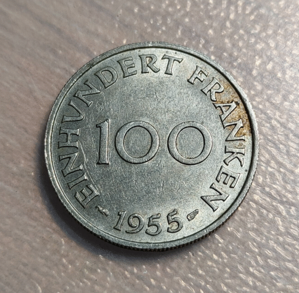 ALEMANIA GERMANY SARRE SAARLAND 100 FRANCOS 100 FRANKEN 1955 EBC