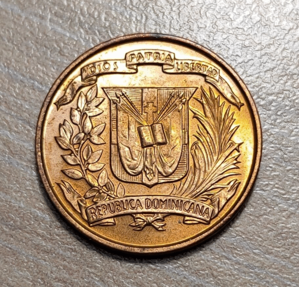 REPUBLICA DOMINICANA 1 CENTAVO 1975 KM 31 BRILLO ORIGINAL SC UNC - Imagen 2