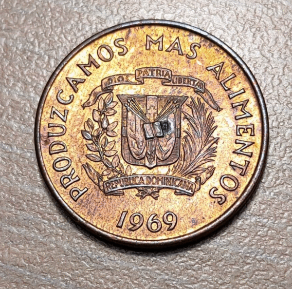 REPUBLICA DOMINICANA 1 CENTAVO 1969 SC- BRILLO ORIGINAL - Imagen 2