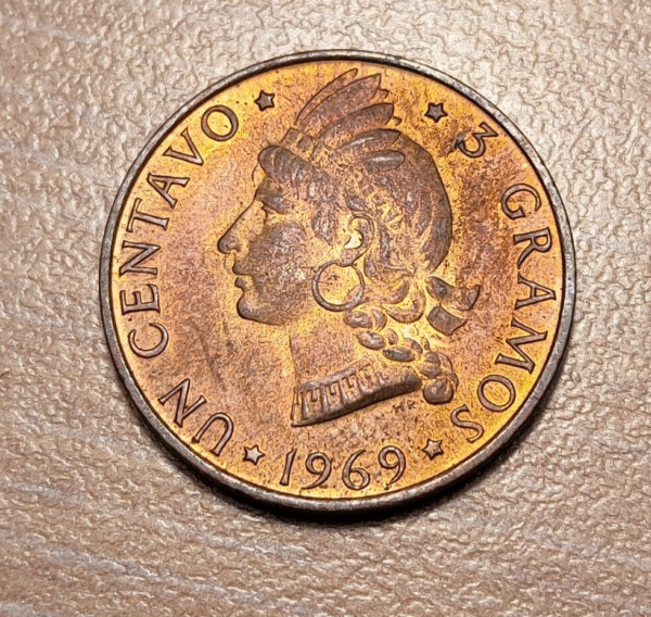 REPUBLICA DOMINICANA FAO 1 CENTAVO 1969 KM 32 SC UNC BRILLO ORIGINAL