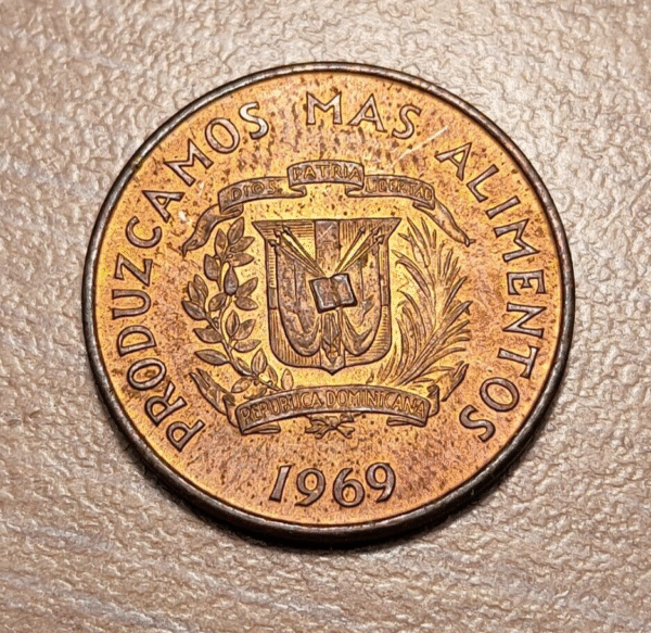 REPUBLICA DOMINICANA FAO 1 CENTAVO 1969 KM 32 SC UNC BRILLO ORIGINAL - Imagen 2
