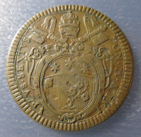 ESTADOS PAPALES PONTIFICIO VATICANO PIO VI UN BAIOCCO ROMANO AÑO IX (1783)