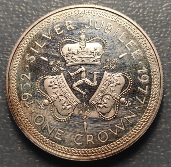 ISLE OF MAN ELIZABETH II CROWN 1952 SILVER PLATA EBC/EBC+ - Imagen 2