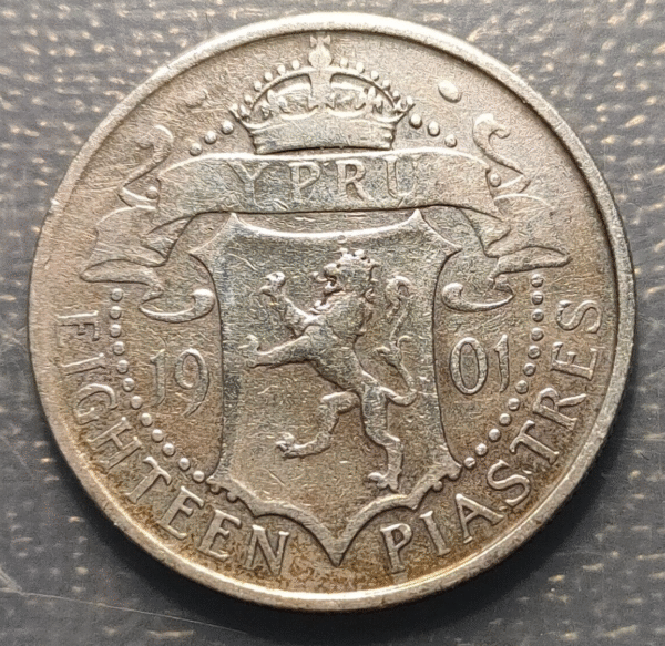 CHIPRE CYPRUS VICTORIA 18 PIASTRES 1901 - Imagen 2