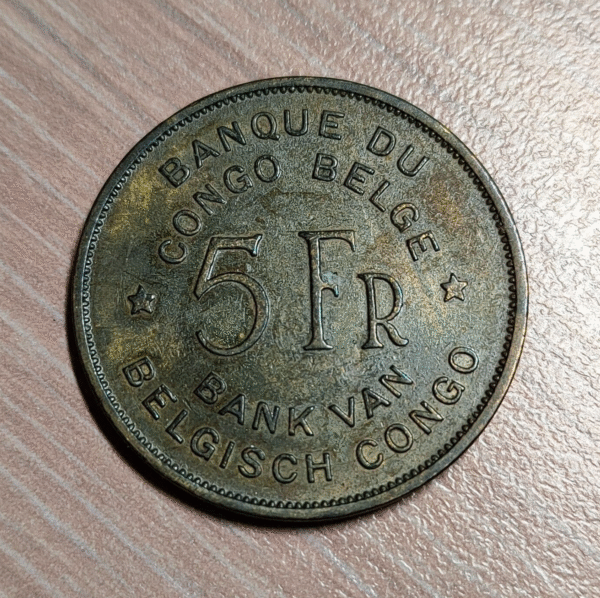CONGO BELGA BELGIAN CONGO 5 FRANCOS 5 FRANCS 1947 MBC - Imagen 2