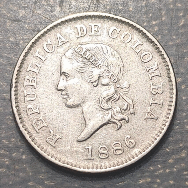 COLOMBIA 5 CENTAVOS 1886