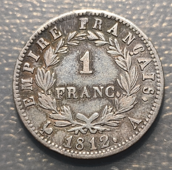 FRANCIA FRANCE NAPOLEON BONAPARTE 1 FRANC 1812 A EBC- - Imagen 2