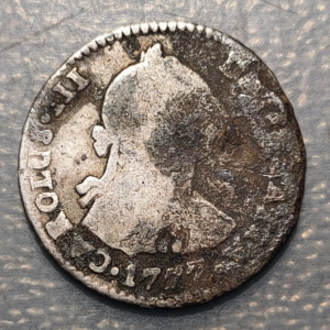 BOLIVIA POTOSI CHARLES III OF SPAIN SPANISH COLONIAL 1 REAL 1777 PR 3.15g