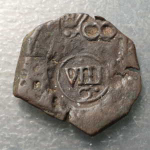 FELIPE IV 8 MARAVEDIS RESELLOS: VIII GRANADA, 1641 / 8 (1651-52)