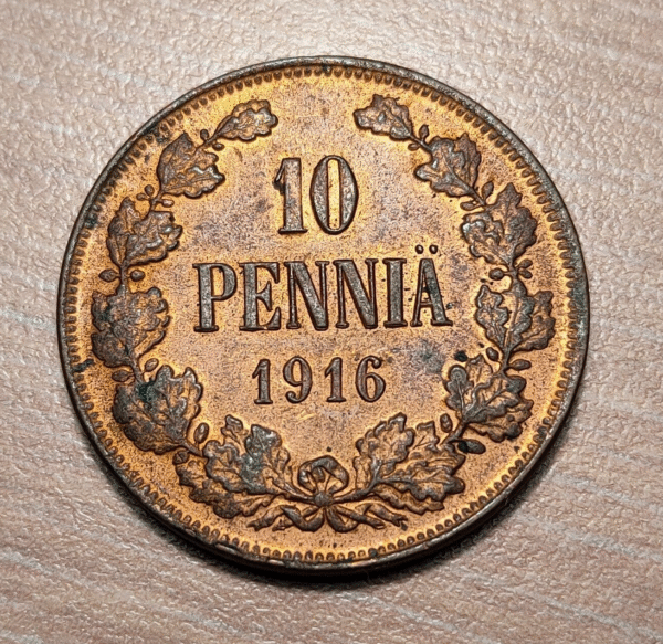 FINLANDIA FINLAND OCUPACION RUSIA 10 PENNIA 1916 SC UNC BRILLO ORIGINAL BRIGHT - Imagen 2